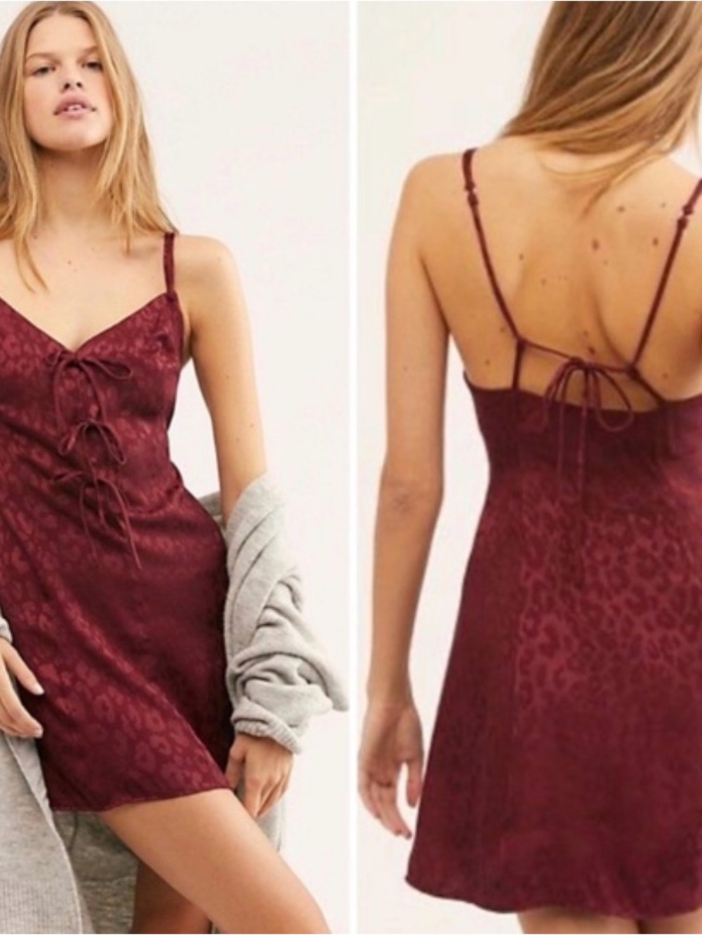 Free People S Intimately bow_dacious satin mini dress Animal Print Romantic
